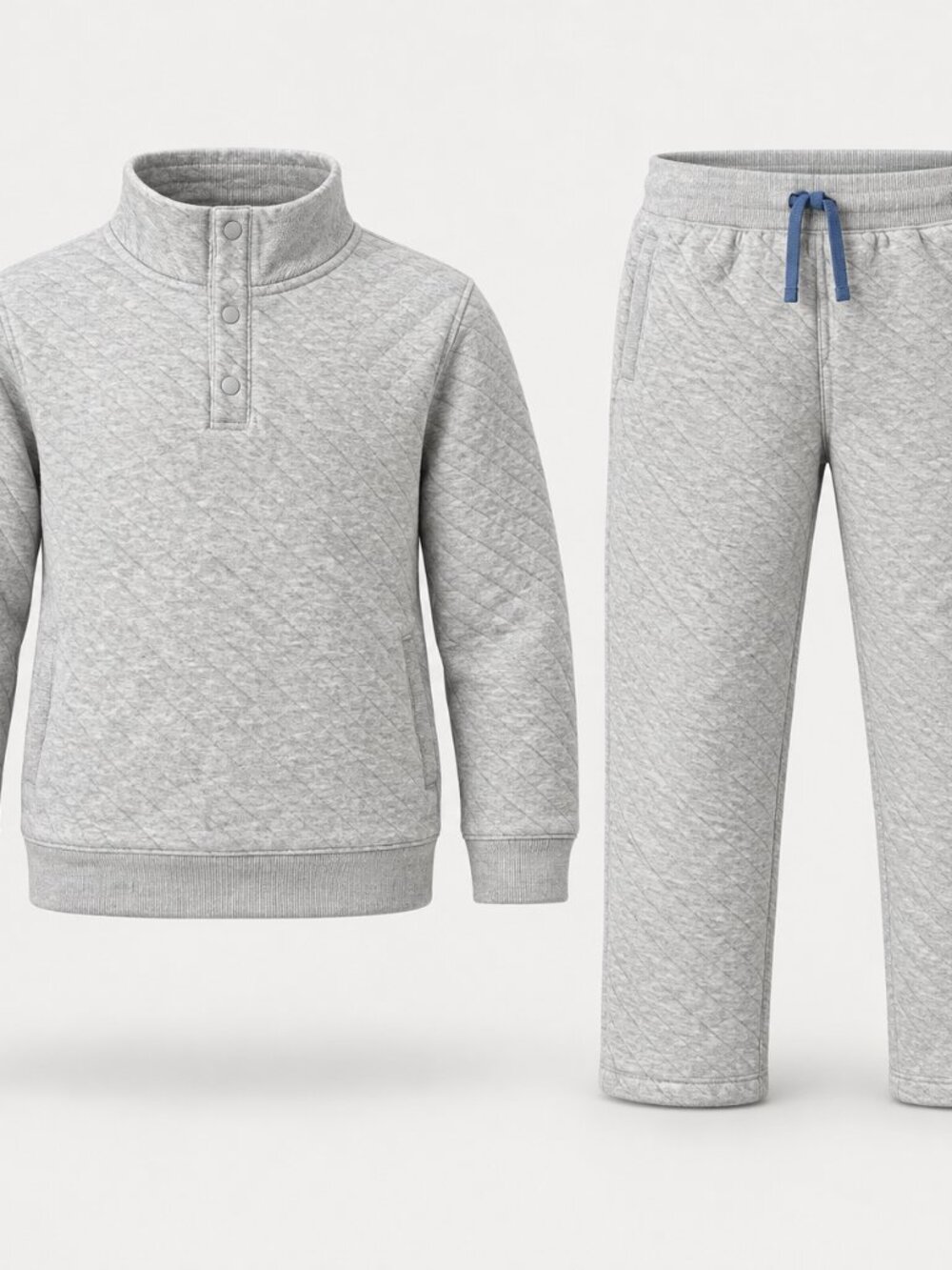 Janie and Jack Boys Size 12 Gray Quilted Pullover Pants 2 Piece Outfit Set